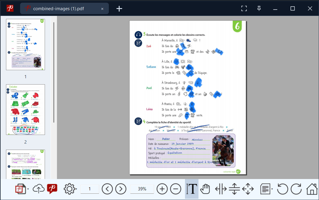 Free PDF Reader displaying an open PDF document